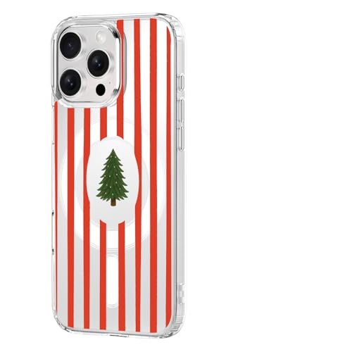 Coque de Noël iPhone 16 Pro magnétique transparente antichoc en TPU souple à lignes rouges