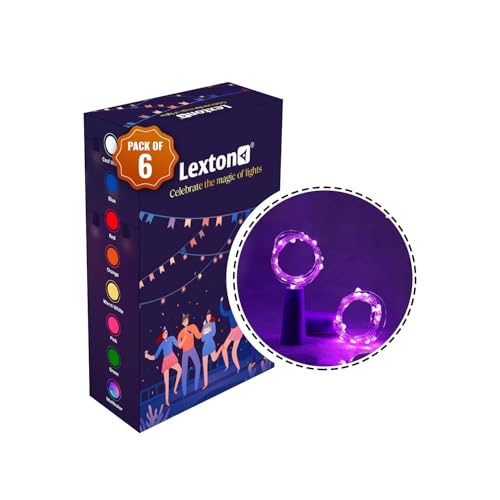 Image of Lexton Cork Light | Bottle Light | Purple Copper String Light | Cork String Light | 6 Pieces | for Valentine's Day, Room decor, Birthdays, Party,Diwali