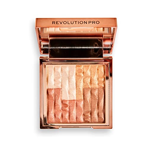 Image of Revolution Pro- Goddess Glow Shimmer Brick Bronzer- Sublime (Peach-medium /olive skin tones) | Highly-Pigmented Powder | Easy-to-blend Formula, For a Silky and Luminous Effect | Cruelty Free -8 gm