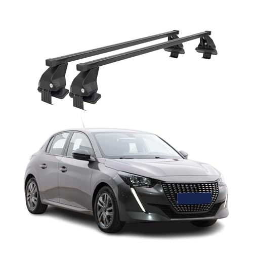OMAC Barres de Toit transversales en Acier pour Peugeot 208 II 2019-2026 – Antivol Inclus – Testées City Crash – DIN 75302:2019 – ISO/Pas 11154:2006...