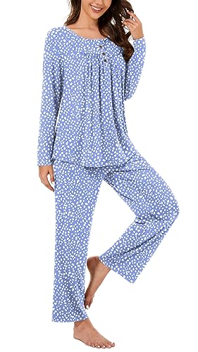 Bestbee Women's Pajama Set, 2 Piece Lounge Outfits Sleepwear Fall Long Sleeve Long Pant With Pockets Ladies Pjs2