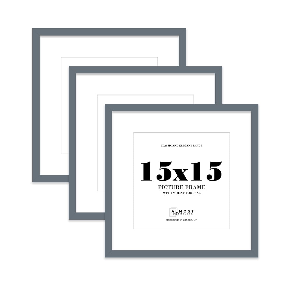 15x15 Grey Picture Frame with Mount for 13x13 Photos, Prints - Modern Square Wall Frame, Set of 3 — image 1