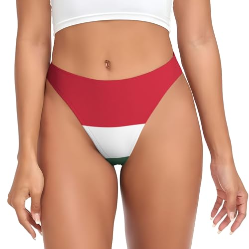 WBQLSL Tanga sexy para mujer, con estampado de bandera de Hungría, Negro, 3XL