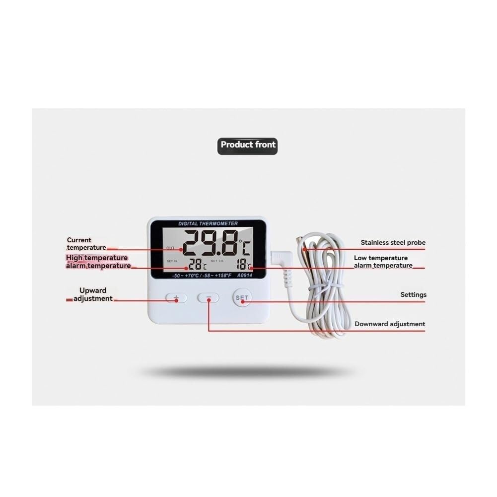 Mini termómetro digital LCD con sensor de sonda for tanque de agua, piscina, refrigerador, acuario, bodega.