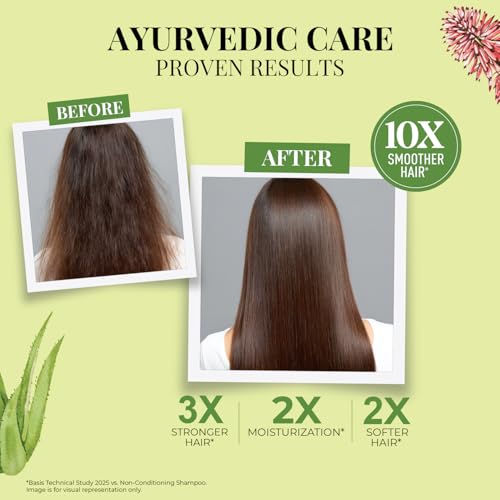 Image of Just Herbs Smooth & Shine Shampoo for Dry and Frizzy Hair| Aloe Vera, Almond, Rice Protein & 12 Herbs | 10X Smoother Hair From First Wash | Ayurvedic Shampoo for All Hair Types - 200ml