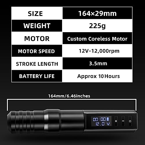 Kiss Of Dragon KOD-7099-LRDCB1KIT Tattoo Gun Kit - Kiss Of Dragon Tattoo Kit Complete Wireless Tattoo Machine 2400Mah Power Supply 20Pcs Cartridge Needles Tattoo Ink Practice Skin Bandage thumb #1