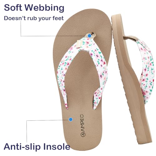 Ampeo Women's Arch Support Flip Flops Comfortable Casual Summer Beach Thong Sandals