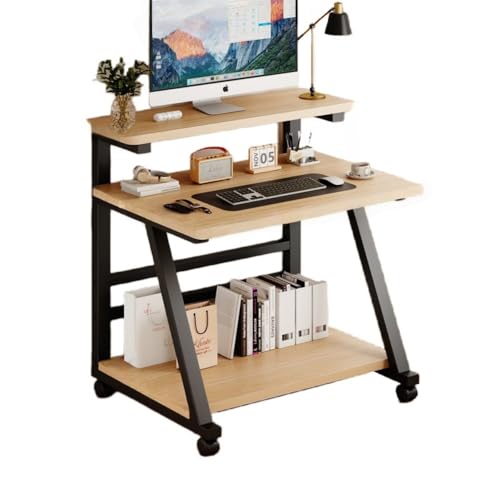 JoFist勉強机 パソコンデスク モニター台付き 棚付きデスク 収納 組立簡単 テレワークデスク コンパクト オフィスデスク おしゃれ 在宅勤務 仕事用 (60*50*95cm,ブラックフレーム+オリジナルウッドカラー)