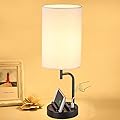Dreamholder Touch Control USB Table Lamp, Upgraded 3-Way Dimmable Bedside Desk Lamp with USB C & A Charging Ports and AC Outlet, Nightstand Lamp for Bedroom, Dimmable 9W LED Bulb Included