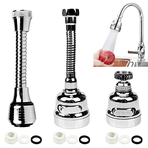 3 Piezas Aireador Giratorio de Grifo Boquilla Grifo Girar 360 Grados Alargador Grifo Cocina con 3 Modos Filtro de Ahorro Agua Extension Adaptador Difusor Grifo para Cocina y Baño Estándar M22 y M24