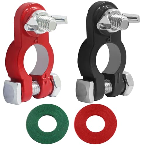 Jersvimc 1 Pair Battery Terminal Connectors Battery Cable Ends Post Adapter Negative & Positive Batteries Terminal Adapter Cable with Terminals Clamp for Car Truck