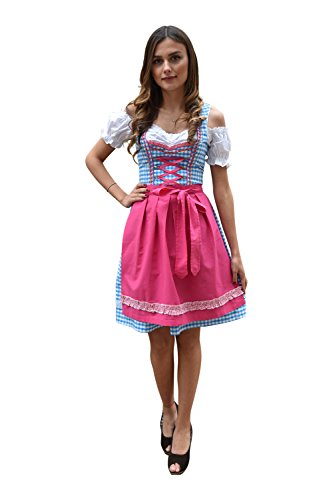 Dirndl Set Trachtenkleid 509GT Blau Weiß kariert (42)