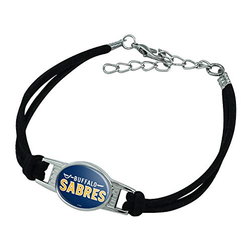 GRAPHICS & MORE NHL Buffalo Sabres Logo Novelty Suede Leather Metal Bracelet