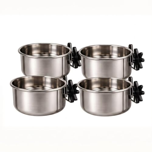 Image of Pets Empire Best Stainless Steel Birds Coop Cup Feeder Bowl (300 ML Pack of 4, coop)