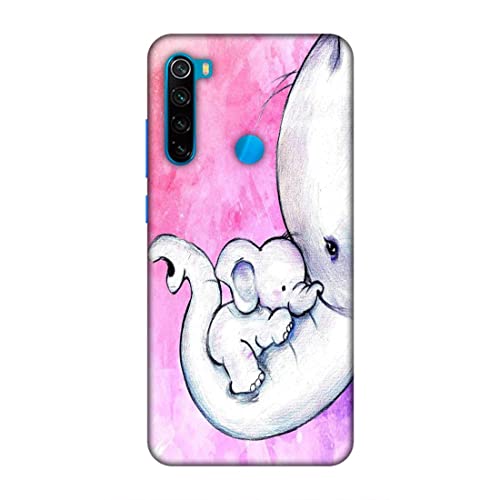 Image of Printed Mobile Back Hard Case Cover for Xiaomi Redmi Note 8 | Cute Elephant, Baby Elephant, Mom's Love -2202