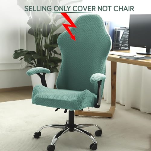 Image of HOKIPO Gaming Chair Cover Elastic Jacquard Computer Rotating Chair Seat Covers Slipcover, Green (NEW2-AR-5366-GR)