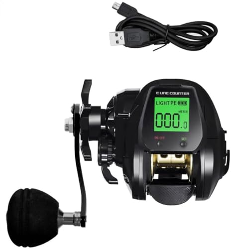 【Woxiro】 電動フィッシングリール 釣り用品 軽量 スムーズな巻き上げ 高抵抗 デジタルディスプレイ 左/右ハンドル USB 充電 ソーラーパワー 海水・淡水釣り 氷上釣り ボート釣り 使いやすい(左手,ブラック)