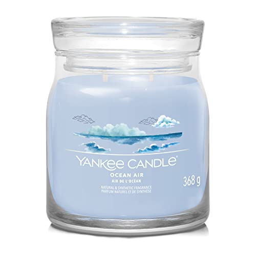 Yankee Candle Signature Scented Candle | Ocean Air Medium Jar Candle with Double Wicks | Soy Wax Blend Long Burning Candle | Perfect Gifts for Women (1630018E)