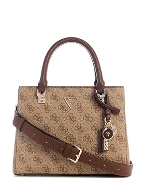 GUESS borsetta borsa a tracolla Noelle II Multi Compartment Satchel Latte Logo/Brown marrone chiaro