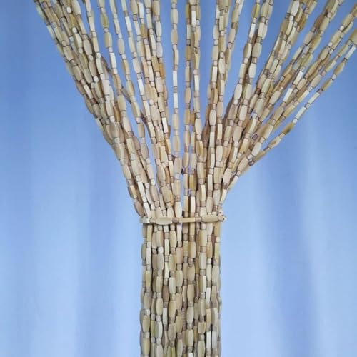 Rideau de perles en bois naturel pour masquer un placard ouvert de 140cm - 4