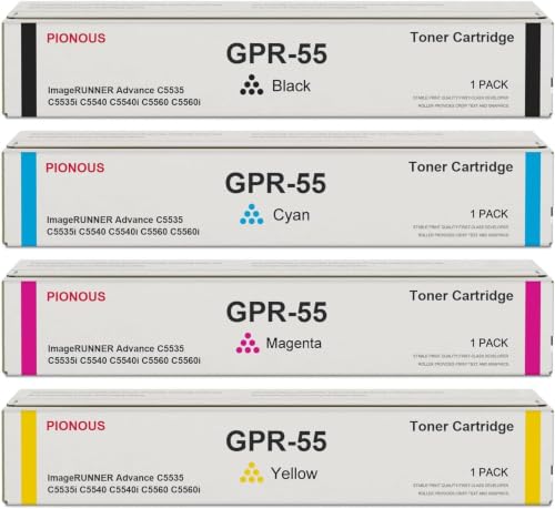Image of GPR55 GPR-55 Toner Cartridge Set (4-Pack, 1BK+1C+1M+1Y) Compatible GPR 55 Toner Replacement for Canon GPR-55 Toner Cartridge imageRUNNER Advance C5535 C5535i C5540 C5540i C5560 C5560i C5550i Printer