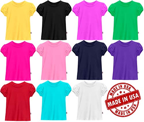 Made in USA Girls' Puff Short Sleeve Rashguard Swimming Shirt2