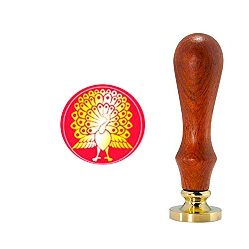 YGHM Peacock Opening Wax Seal Stamp Elegangt Natural Rosewood Handle Sealing Wax Stamp Kit Gift Wine Package Wedding Invitations Card Envelope Letters Seal Stamp