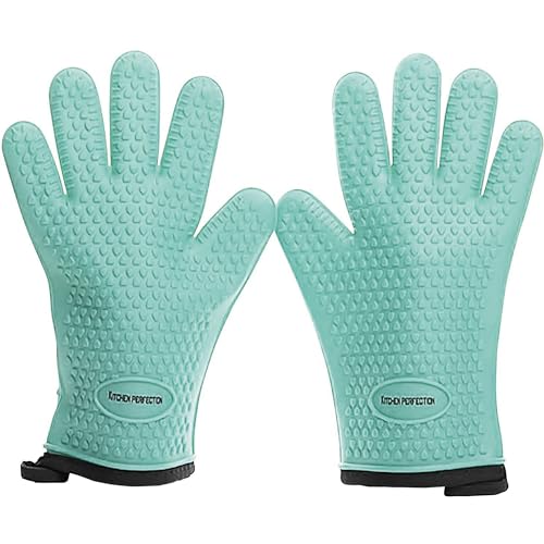 Image of KITCHEN PERFECTION XL Silicone Smoker Oven Gloves-Extreme Heat Resistant BBQ Gloves-Handle Hot Food Right on Your Grill Fryer&Pit|Waterproof Grilling Cooking Baking Mitts|Superior Value Set+3 Bonuses