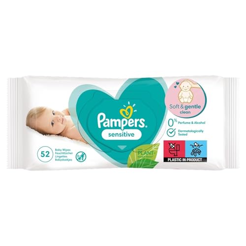 Pampers Sensitive Fragrance-Free Baby Wipes 52's (White)