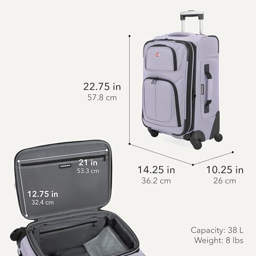 Image of SWISSGEAR Sion Carry-On Spinner Luggage, Softside Expandable, Lightweight Suitcase, Evening Haze, 22.75-Inch