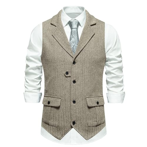 Mashaouyo Chalecos casuales de negocios para hombre, chaleco ligero, ajustado, chaleco alto para hombre, chaquetas de invierno, caqui, XXL