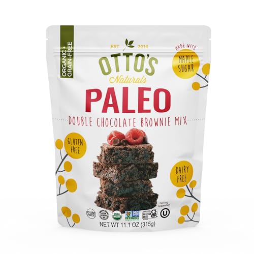 Otto's Naturals Grain-Free Paleo Double Chocolate Brownie Mix, 11.1 Oz., Top 9 Allergen-Free, Versatile for Baked Treats, Made with Organic Cassava Flour, Gluten Free, Non-GMO, Vegan, Plant-Based