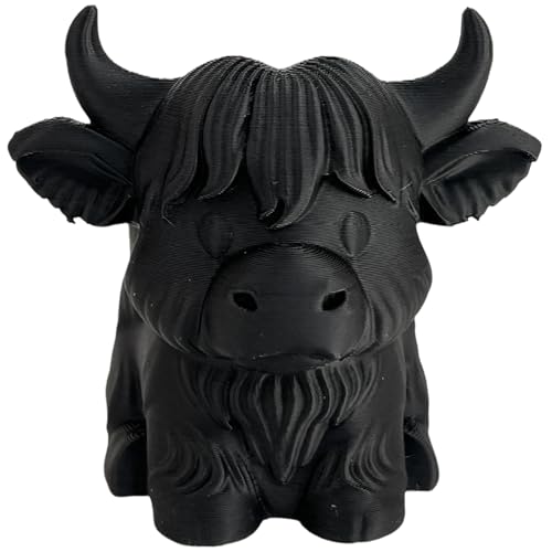 Tizee Highland Cow Pen Holder & Pencil Organizer - Adorable 3D Printed Desk Decor for Home, Office, and Classroom (Black)