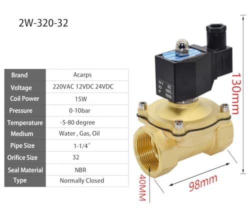 Vanne d'eau électrique 1-1/2 laiton normalement fermée 220V IP65 - 6