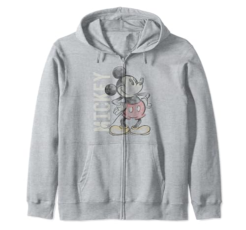 Sweat à capuche zippé Mickey Disney anthracite chiné pour adulte
