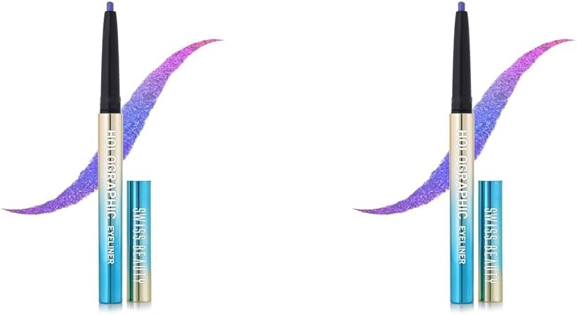 SWISS BEAUTY Holographic Shimmery Pencil Eyeliner | Waterproof, Smudge Proof, Long Lasting Eyeliner With Easy Application | Shade- Milky Way, 0.2G (Pack Of 2),Black