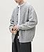 POHADON Twisted Cable Knit Sweater Vintage Y2k Aesthetic Chunky Grandpa Button Down Cardigan Fall Winter Fashion Clothes (Light Gray,Medium)