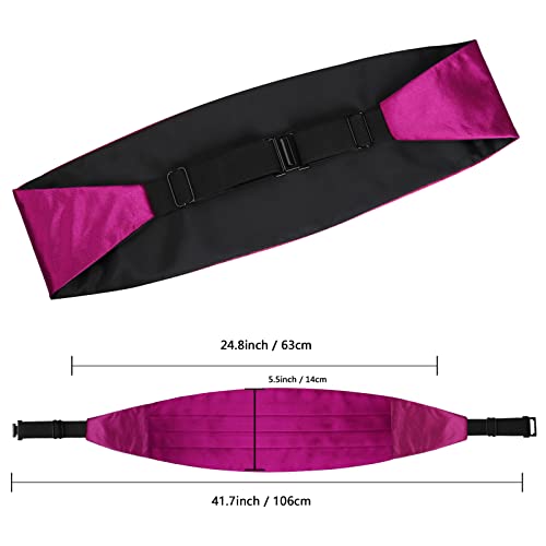 Image of Alizeal Mens Multicolored Silk Solid Cummerbund Bow Tie Set | with Cummerbund Pocket Square Pre-tied Adjustable for Mens Gift