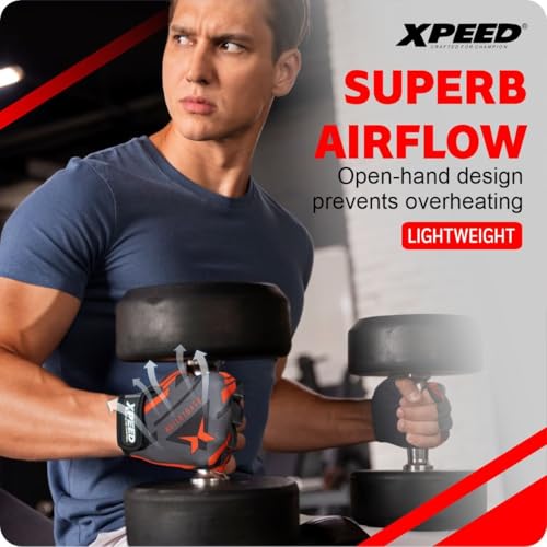Image of Xpeed Air Vent Fitness & Cycling Gloves /Super Stretchable with Lycra & Suede Made for Light Sport Activities Weight Lifting, Gym Workout, Crossfit, Gym Gloves for Men and Women