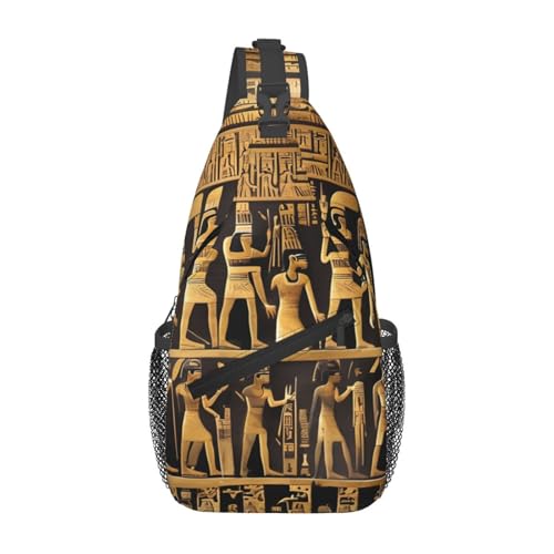 Bolso Crossbody Sling con diseño de jeroglíficos egipcios negro miniatura 1
