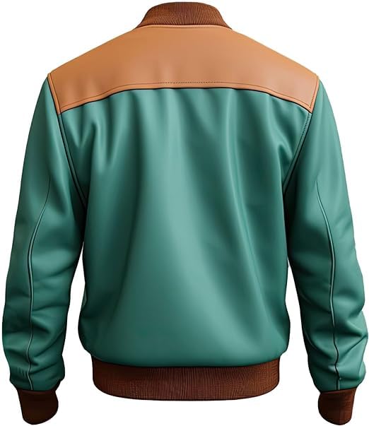 Image of Men's Biker Multi Color Leather Jacket, Leather Biker Jacket for Men, Faux Leather Biker Bomber Jacket