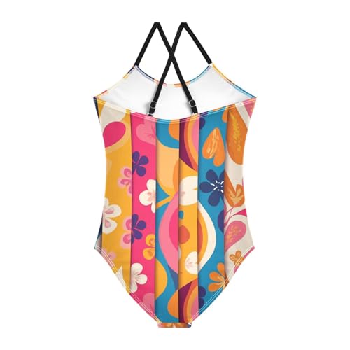Floral Girls 1 Piece Swimsuit Beach Swimwear Adjustable Shoulder Strap Quick Dry2