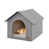 Indoor Dog House for Medium Dogs with Soft Cushion - Semi-Enclosed Warm Cave Bed for Pets Up to 20.8" Long