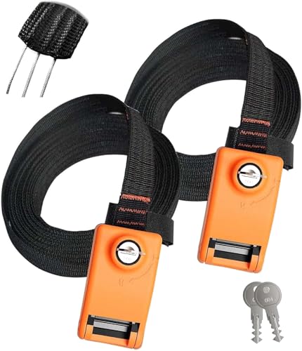 Lovinouse 2 Pack Lockable Tie Down Strap, with 3 Stainless Steel Cables, for Lashing Locking Kayak, Bike, Surfboard, 10 Feet Each