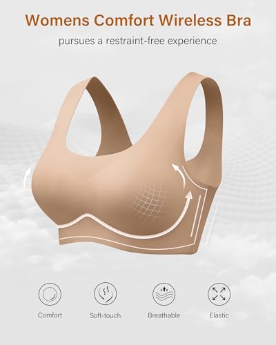 Image of Wireless Bras for Women No Underwire Seamless Full Coverage T-Shirt Bra