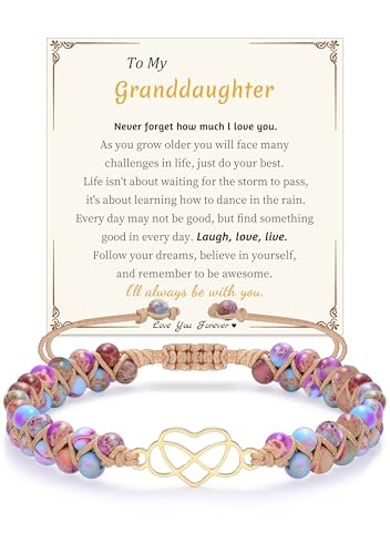 Image of Gifts for Daughter Granddaughter, To My Mom Grandma Wife Girlfriend Sister Jasper Heart Bracelets Birthday Graduation Anniversary Christmas Stocking Stuffers Valentines Mothers Day Jewelry