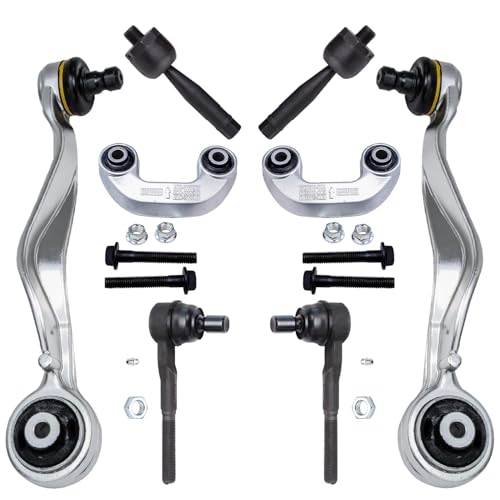 Image of Detroit Axle - Front End Suspension Kit for 2002 2003 2004 Audi A4 Quattro, 2 Upper Rearward Control Arms with Ball Joint 2 Sway Bar End Links 4 Outer Inner Tie Rods Replacement