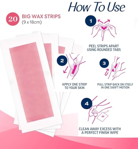 Image of Wax Strip Liposoluble Facial Wax Strips for Women - 20 Wax Strips + 4 Wax Wipes | Facial Hair Removal Face Wax Strip for Upper Lip, Eyebrows, Chin, Sidelocks Wax Hair RemovalKit(10*2) (Full Body Wax Strip)