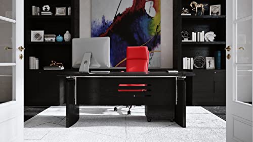 Image of ZURI Draper Leather Executive Chair with Aluminum Frame- Red