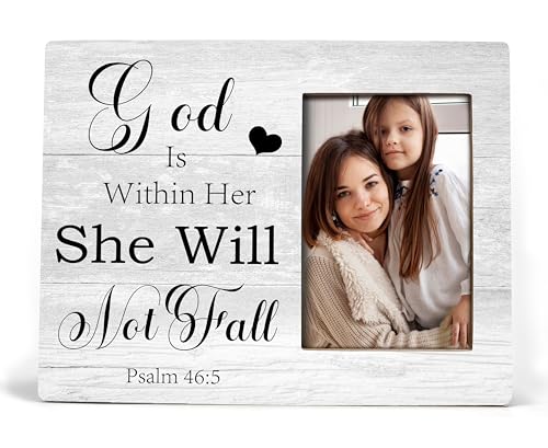 XDFVL Christian Gifts for Women Picture Frame, Psalm 46:5 God is Within Her She Will not Fall, Adoption Day Gifts, Wall & Tabletop Picture Frames, Photo Frame 4x6